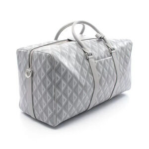 Dior Lango Leather Canvas CD Diamond Boston Bag Gray